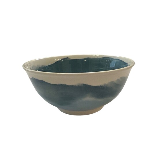 Taper + Vetiver Stoneware Bowl Blue White Watercolor Glaze 6.5” Kitchen Dining - Picture 1 of 12